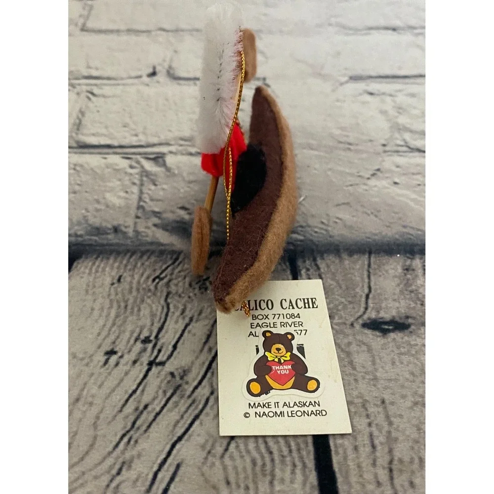 NWT Naomi Leonard Calico Cache Eskimo Girl Kayak Alaskan Felt Christmas Ornament